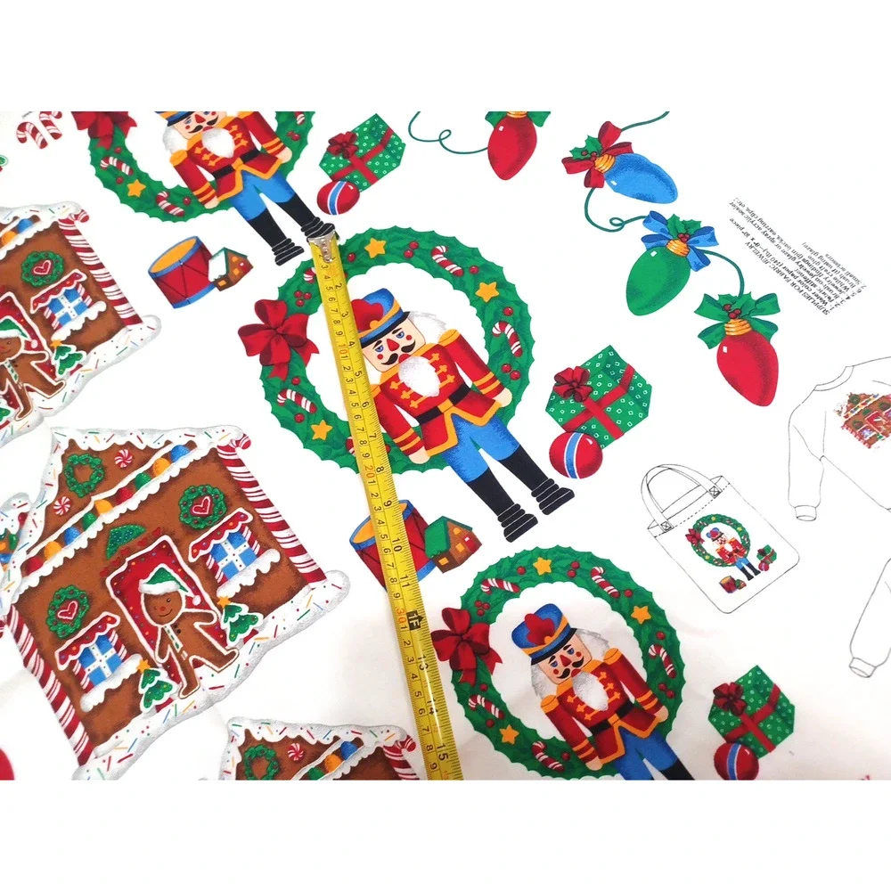 VTG Cranston Christmas Toys Decor Holiday Appliques Panel Cotton Fabric